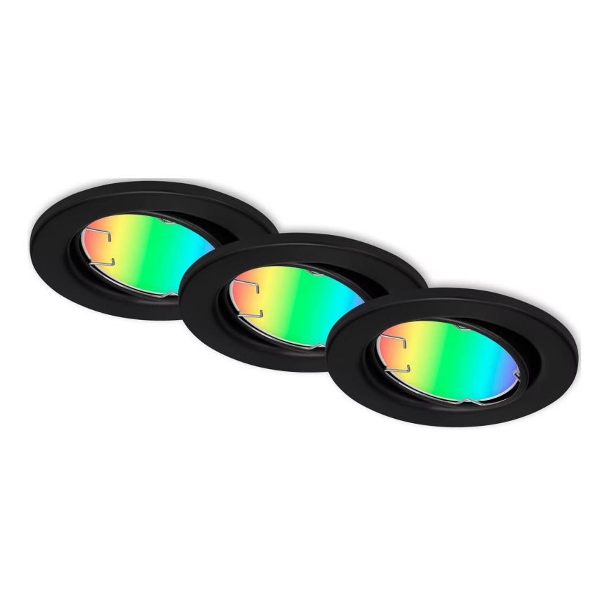 Briloner 7373-035 - KOMPLEKTAS 3x LED RGB Pritemdomas įleidžiamas lubinis šviestuvas LED/4,9W/230V Wi-Fi Tuya + nuotolinio valdymo pultas