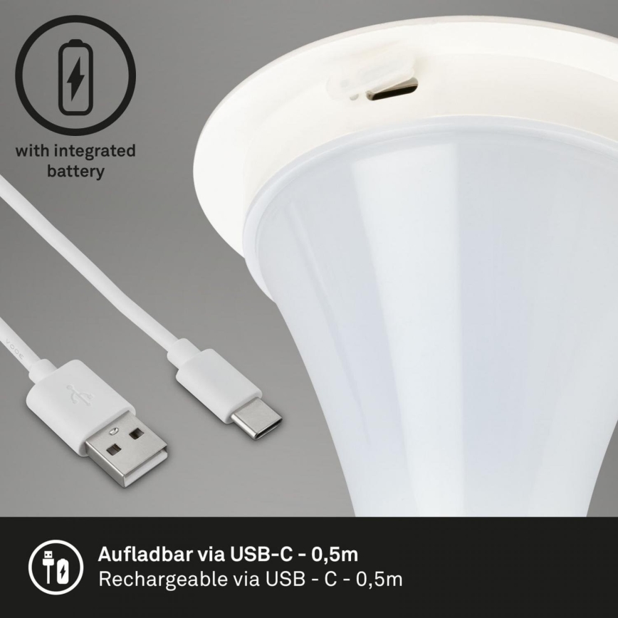 Briloner 7420016 - LED pritemdoma įkraunama jutiklinė lauko stalinė lempa LED/4W/5V IP44 3000K balta