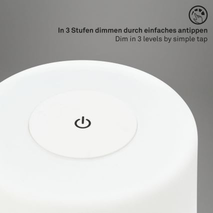 Briloner 7420016 - LED pritemdoma įkraunama jutiklinė lauko stalinė lempa LED/4W/5V IP44 3000K balta