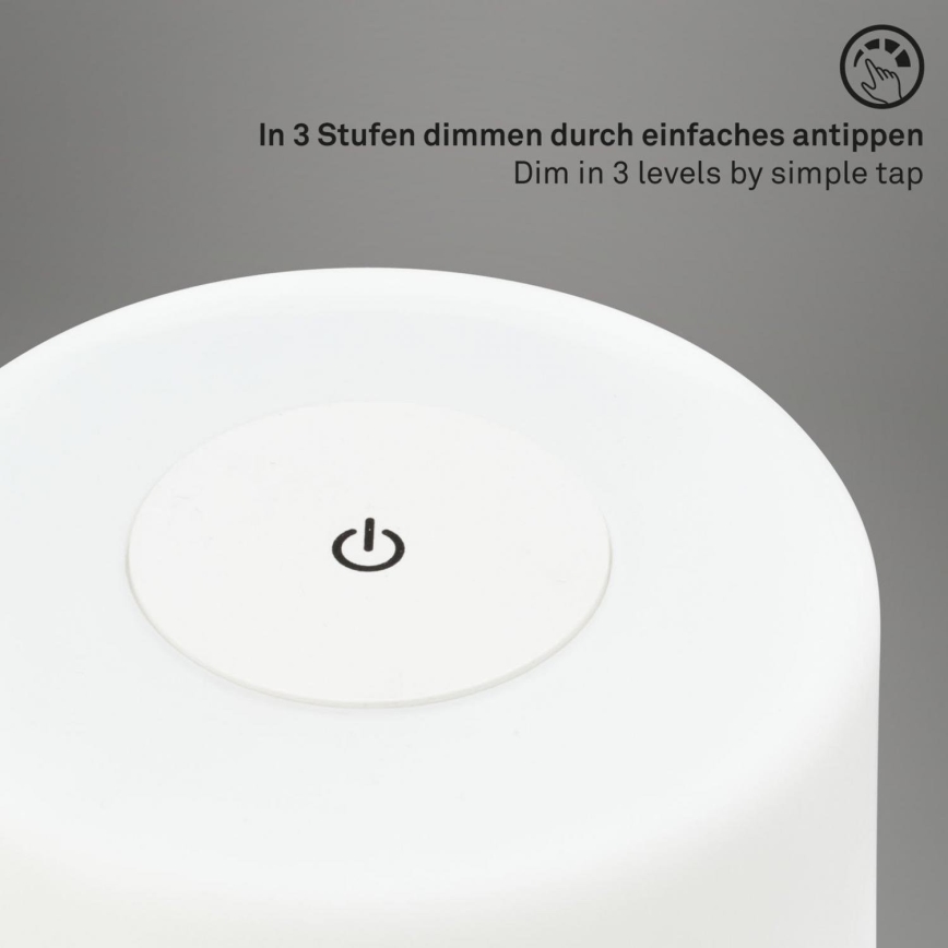 Briloner 7420016 - LED pritemdoma įkraunama jutiklinė lauko stalinė lempa LED/4W/5V IP44 3000K balta
