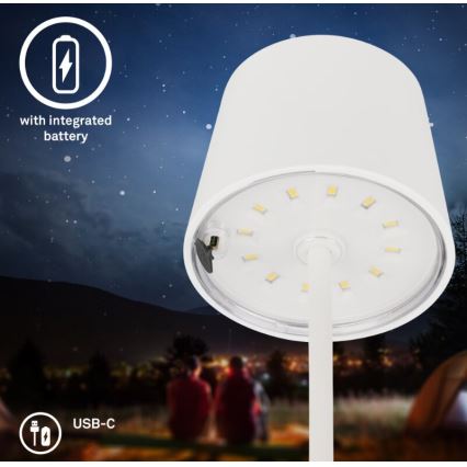 Briloner 7423016 - LED reguliuojama įkraunama lauko stalinė lempa LED/2,6W/5V 2000mAh IP44 balta