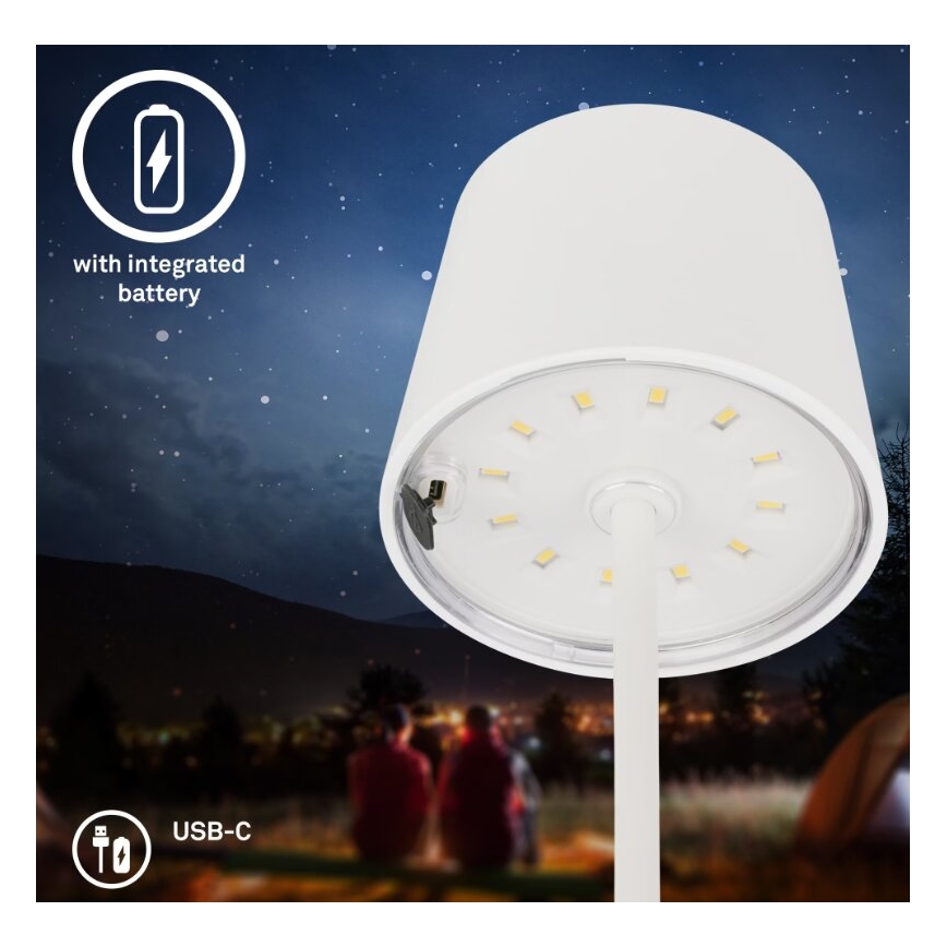 Briloner 7423016 - LED reguliuojama įkraunama lauko stalinė lempa LED/2,6W/5V 2000mAh IP44 balta