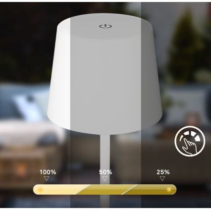 Briloner 7423016 - LED reguliuojama įkraunama lauko stalinė lempa LED/2,6W/5V 2000mAh IP44 balta