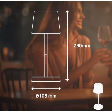 Briloner 7423016 - LED reguliuojama įkraunama lauko stalinė lempa LED/2,6W/5V 2000mAh IP44 balta