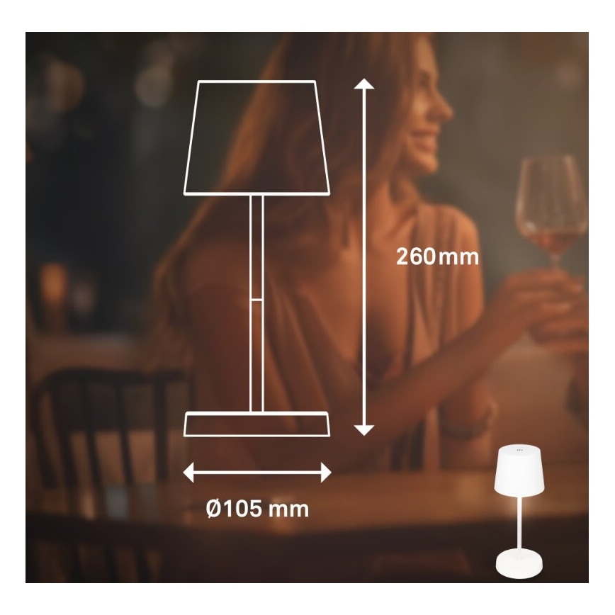 Briloner 7423016 - LED reguliuojama įkraunama lauko stalinė lempa LED/2,6W/5V 2000mAh IP44 balta
