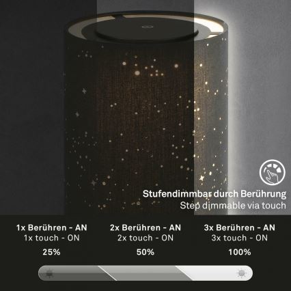 Briloner 7449-015 - LED Pritemdomas lauko jutiklinė lempa STARRY SKY LED/3W/5V IP44 juoda