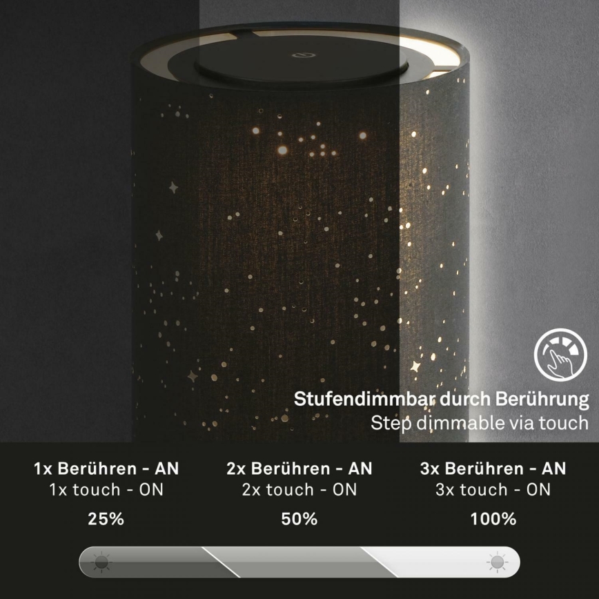 Briloner 7449-015 - LED Pritemdomas lauko jutiklinė lempa STARRY SKY LED/3W/5V IP44 juoda