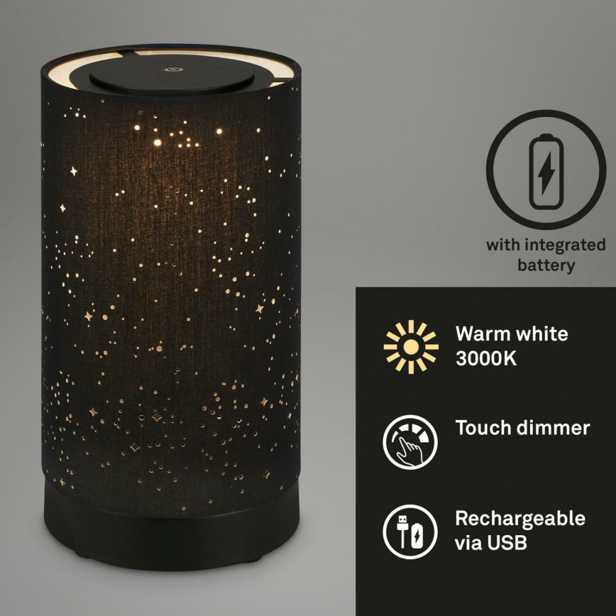 Briloner 7449-015 - LED Pritemdomas lauko jutiklinė lempa STARRY SKY LED/3W/5V IP44 juoda