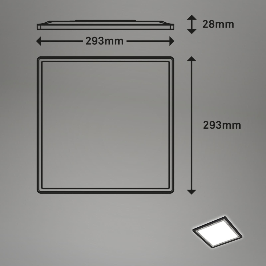 Briloner 7457-414 - LED lubinis šviestuvas SLIM LED/18W/230V 4000K 29x29 cm juodas
