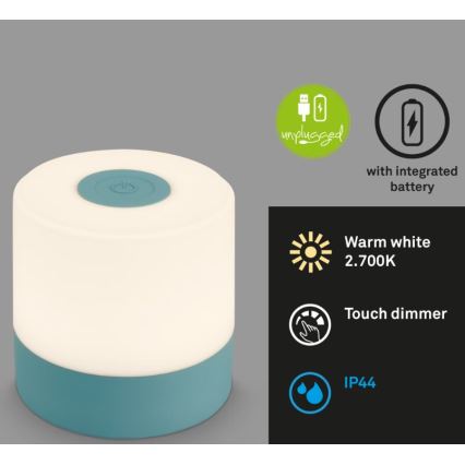 Briloner 7461010 - LED Pritemdomas įkraunamas lauko Stalinis šviestuvas LED/2W/5V IP44 1200 mAh mėlyna