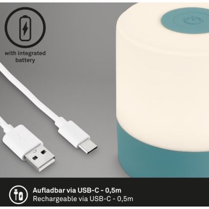 Briloner 7461010 - LED Pritemdomas įkraunamas lauko Stalinis šviestuvas LED/2W/5V IP44 1200 mAh mėlyna