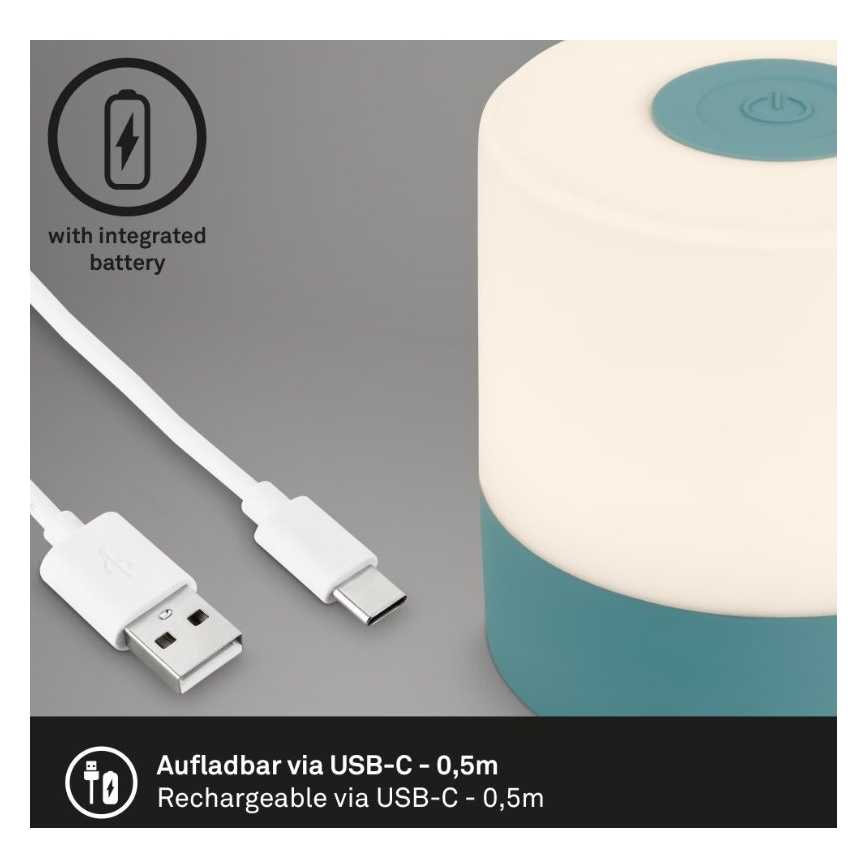 Briloner 7461010 - LED Pritemdomas įkraunamas lauko Stalinis šviestuvas LED/2W/5V IP44 1200 mAh mėlyna