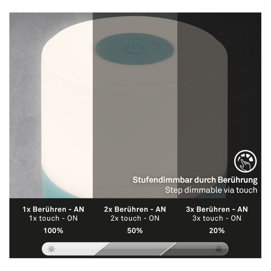 Briloner 7461010 - LED Pritemdomas įkraunamas lauko Stalinis šviestuvas LED/2W/5V IP44 1200 mAh mėlyna