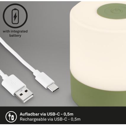 Briloner 7461019 - LED Pritemdomas įkraunamas lauko Stalinis šviestuvas LED/2W/5V IP44 1200 mAh žalia