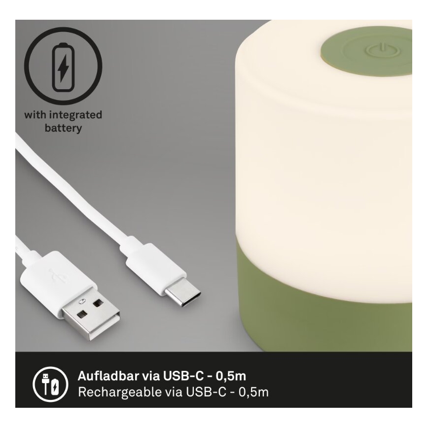 Briloner 7461019 - LED Pritemdomas įkraunamas lauko Stalinis šviestuvas LED/2W/5V IP44 1200 mAh žalia