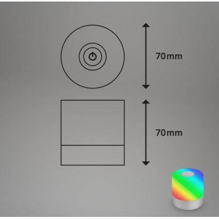 Briloner 7462014 - LED RGB Įkraunamas lauko Stalinis šviestuvas LED/1,5W/5V IP44 1200 mAh matinis chromas