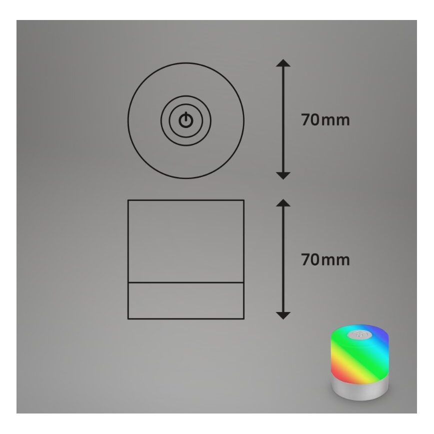 Briloner 7462014 - LED RGB Įkraunamas lauko Stalinis šviestuvas LED/1,5W/5V IP44 1200 mAh matinis chromas