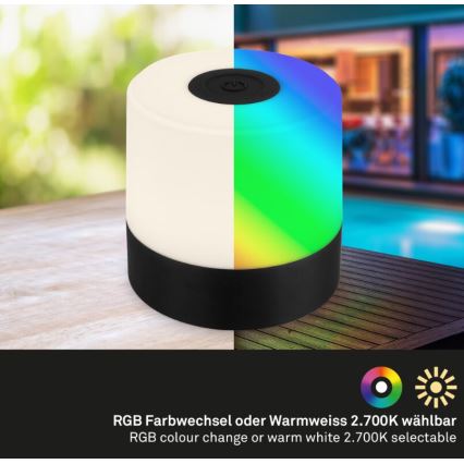 Briloner 7462015 - LED RGB Įkraunamas lauko Stalinis šviestuvas LED/1,5W/5V IP44 juoda