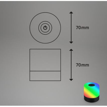 Briloner 7462015 - LED RGB Įkraunamas lauko Stalinis šviestuvas LED/1,5W/5V IP44 juoda