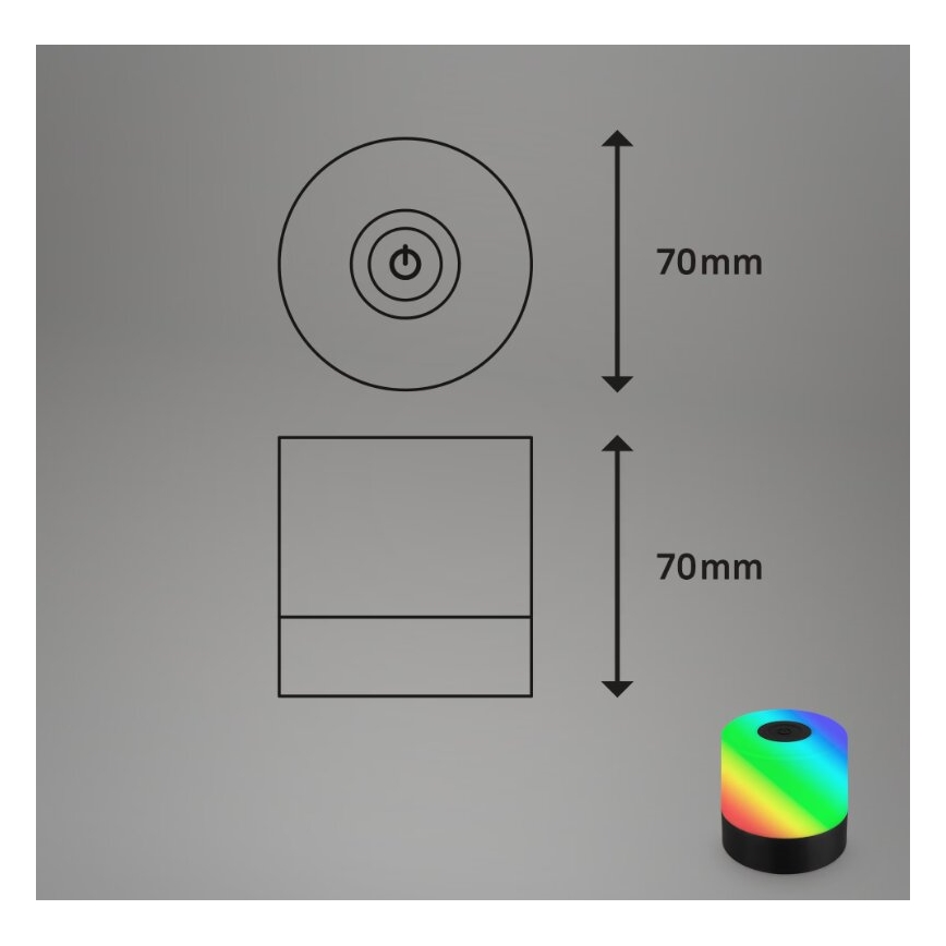 Briloner 7462015 - LED RGB Įkraunamas lauko Stalinis šviestuvas LED/1,5W/5V IP44 juoda