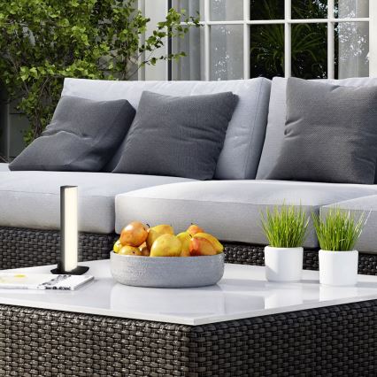 Briloner 7474-015 - LED reguliuojama lietimui jautri lauko stalo lempa 2in1 LED/7W/5V 2x2200 mAh USB 3000K IP44 juoda