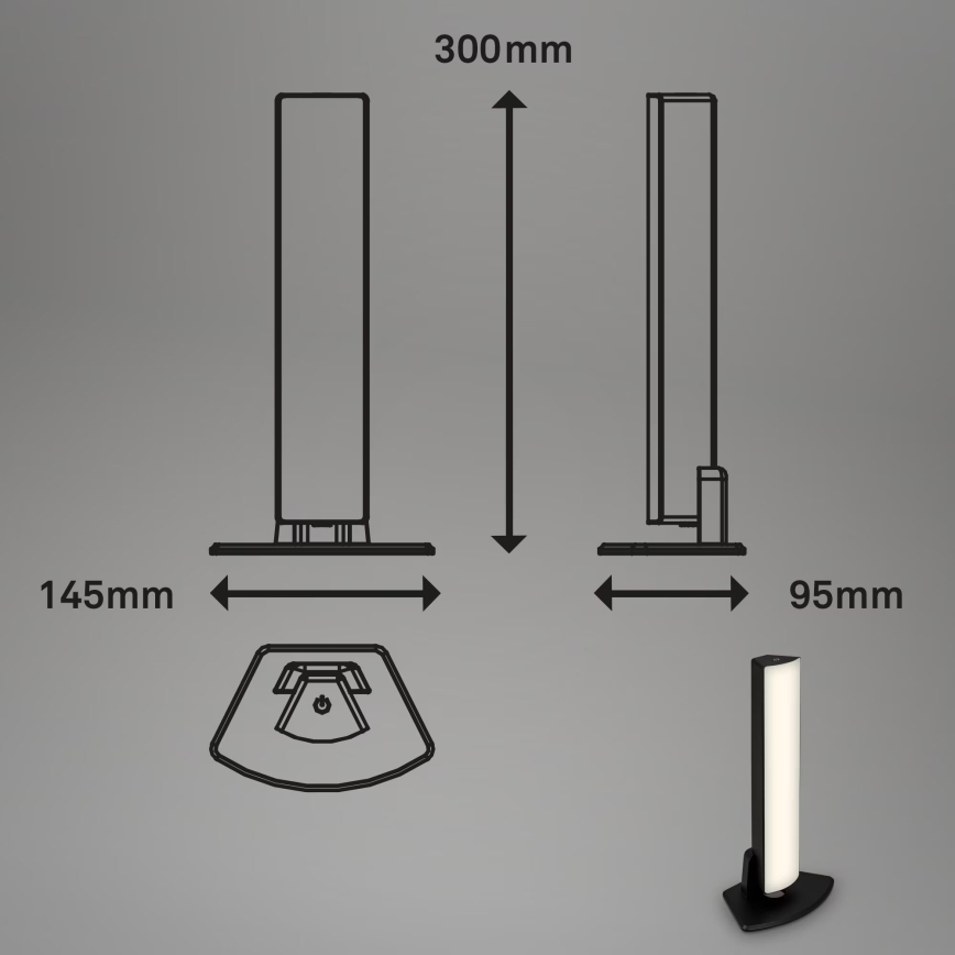 Briloner 7474-015 - LED Pritemdomas jutiklinis įkraunamas lauko Stalinis šviestuvas 2in1 LED/7W/5V 2x2200 mAh USB 3000K IP44 juoda