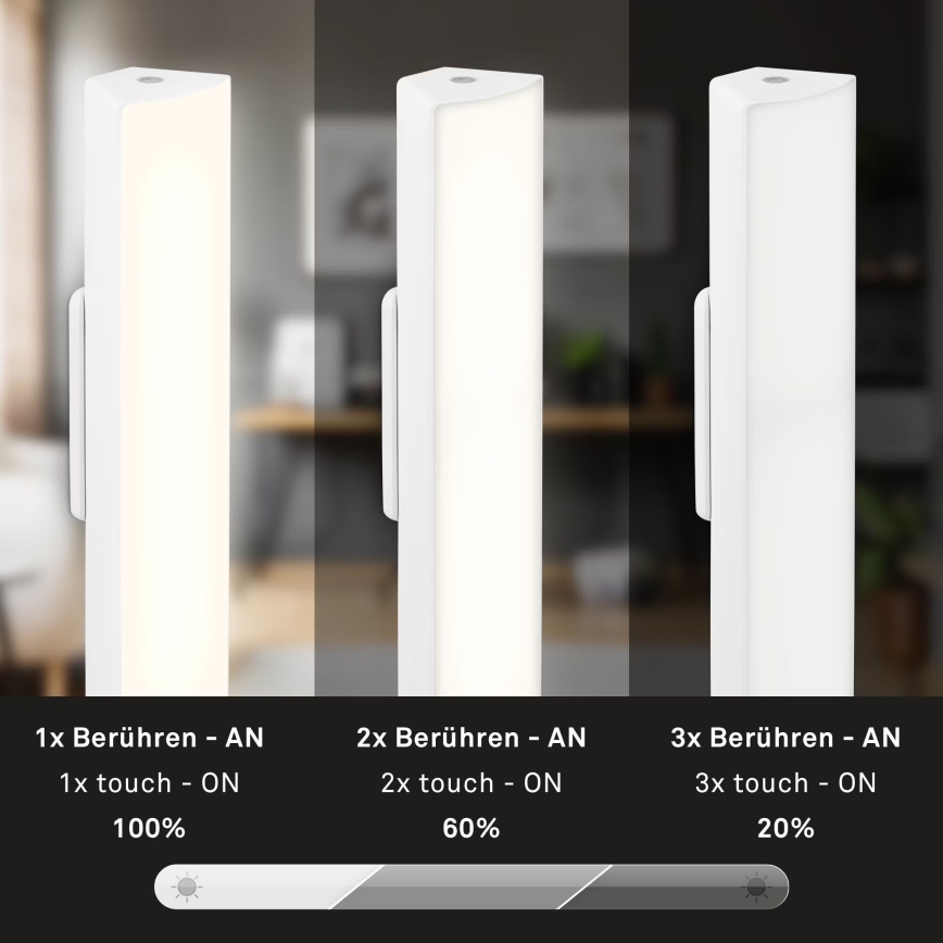 Briloner 7474-016 - LED Pritemdomas jutiklinis įkraunamas lauko Stalinis šviestuvas 2in1 LED/7W/5V 2x2200 mAh USB 3000K IP44 balta