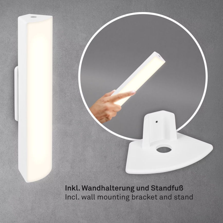 Briloner 7474-016 - LED Pritemdomas jutiklinis įkraunamas lauko Stalinis šviestuvas 2in1 LED/7W/5V 2x2200 mAh USB 3000K IP44 balta