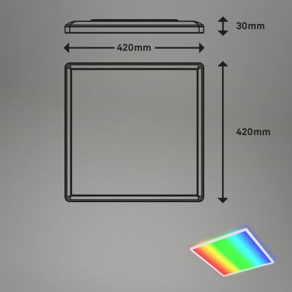 Briloner 7491-016 - Išmanusis LED RGBW dimeriuojamas lubinis šviestuvas LED/22W/230V 4000K 42x42 cm Wi-Fi Tuya + nuotolinis valdymas