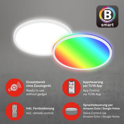 Briloner 7494016 - LED RGBW dimeriuojamas SMART lubinis šviestuvas LED/22W/230V 4000K skersm. 42 cm Wi-Fi Tuya + nuotolinis valdymas