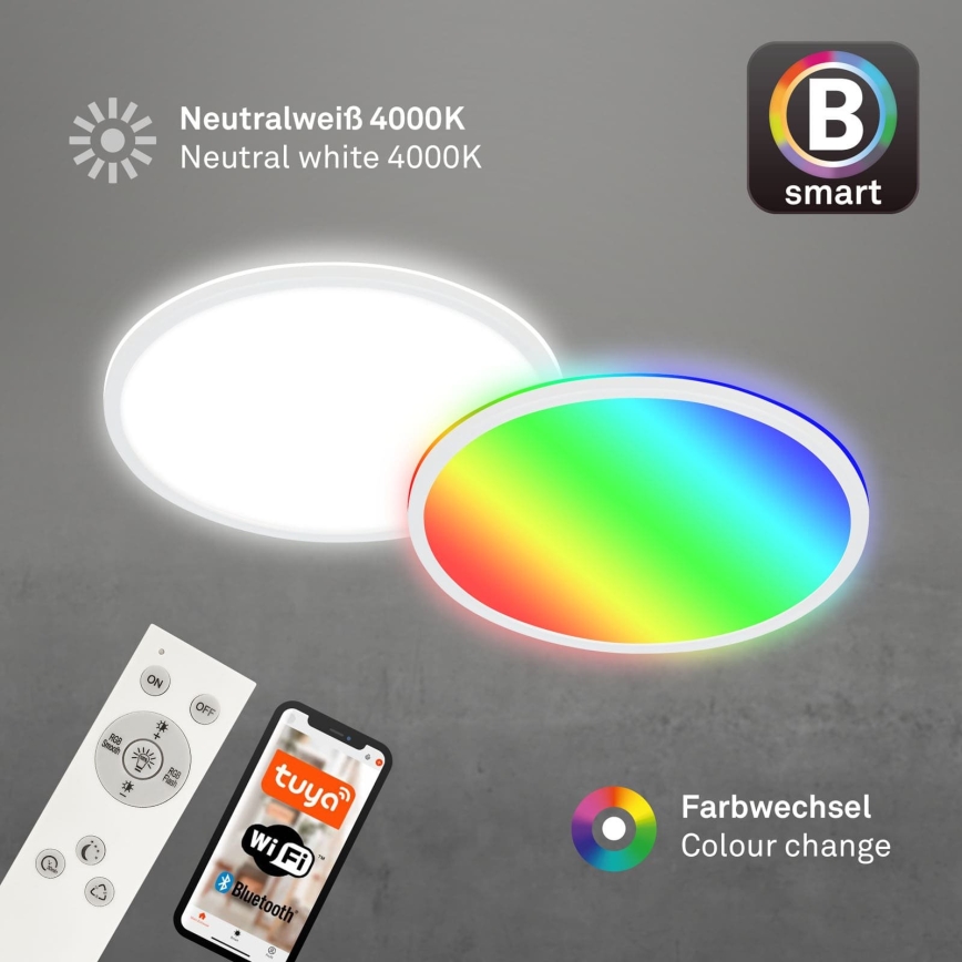 Briloner 7494016 - LED RGBW dimeriuojamas SMART lubinis šviestuvas LED/22W/230V 4000K skersm. 42 cm Wi-Fi Tuya + nuotolinis valdymas