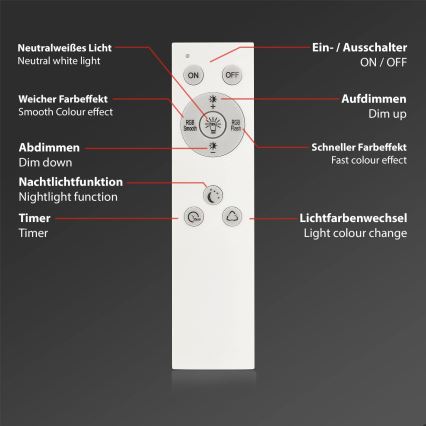 Briloner 7494016 - LED RGBW dimeriuojamas SMART lubinis šviestuvas LED/22W/230V 4000K skersm. 42 cm Wi-Fi Tuya + nuotolinis valdymas