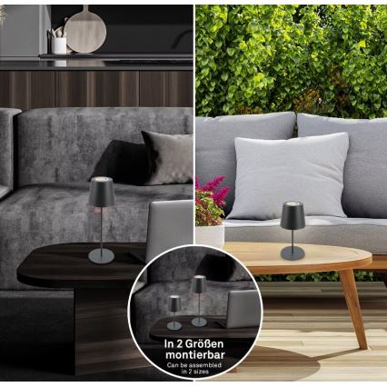 Briloner 7507015 - LED RGB reguliuojamas įkraunamas lauko stalinis šviestuvas 2 viename LED/2,5W/5V IP44 1200 mAh antracitas