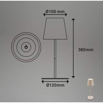 Briloner 7508011 - LED Pritemdoma įkraunama lauko stalinė lempa 2in1 LED/2,5W/5V IP44 smėlio spalvos