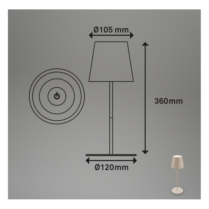 Briloner 7508011 - LED Pritemdoma įkraunama lauko stalinė lempa 2in1 LED/2,5W/5V IP44 smėlio spalvos