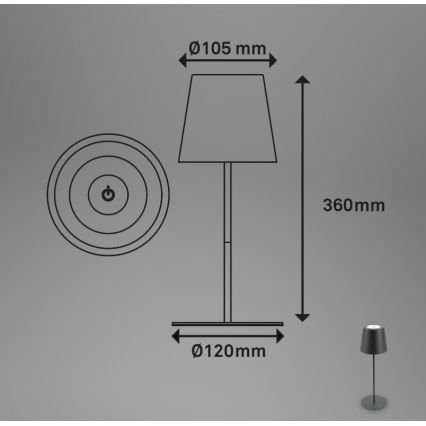 Briloner 7508015 - LED reguliuojama įkraunama lauko stalinė lempa 2in1 LED/2,5W/5V IP44 juoda
