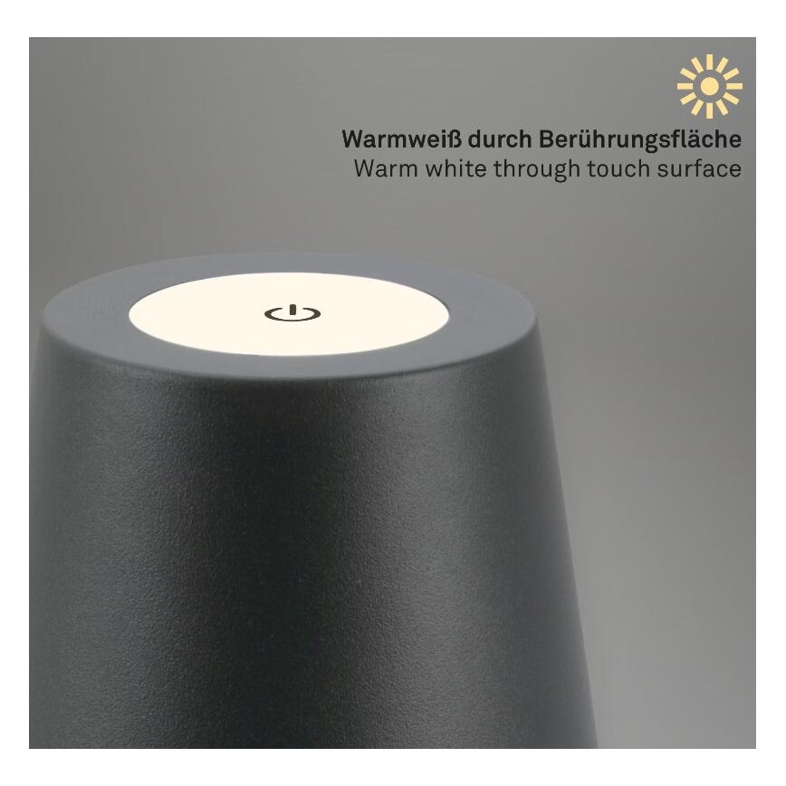 Briloner 7508015 - LED Pritemdoma įkraunama lauko stalinė lempa 2in1 LED/2,5W/5V IP44 antracitas