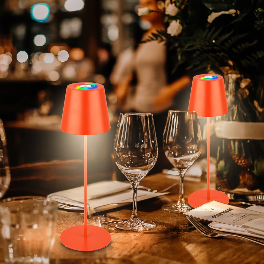 Briloner 7510012 - LED RGBW dimeriuojama lauko įkraunama stalinė lempa CALIDA LED/2,5W/5V IP44 1200 mAh oranžinė