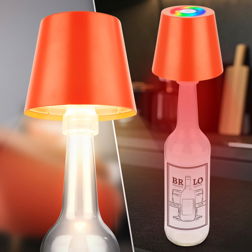 Briloner 7510012 - LED RGBW dimeriuojama lauko įkraunama stalinė lempa CALIDA LED/2,5W/5V IP44 1200 mAh oranžinė