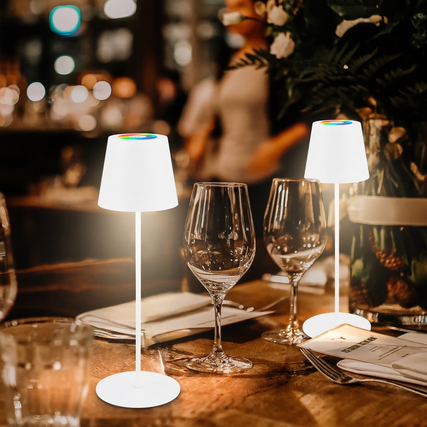 Briloner 7510016 - LED RGBW dimeriuojamas lauko įkraunamas stalinis šviestuvas CALIDA LED/2,5W/5V IP44 1200 mAh balta