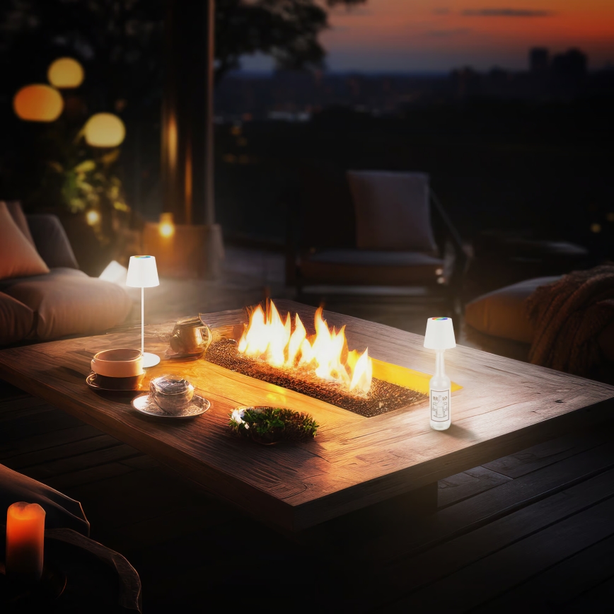 Briloner 7510016 - LED RGBW dimeriuojamas lauko įkraunamas stalinis šviestuvas CALIDA LED/2,5W/5V IP44 1200 mAh balta