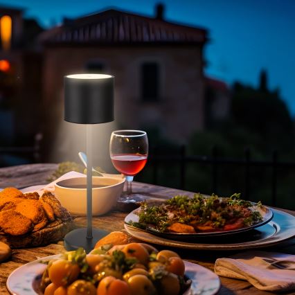 Briloner 7521015 - SIGO LED reguliuojamo ryškumo lauko įkraunama stalinė lempa, 2,5W/5V, IP44, 2600 mAh, juoda