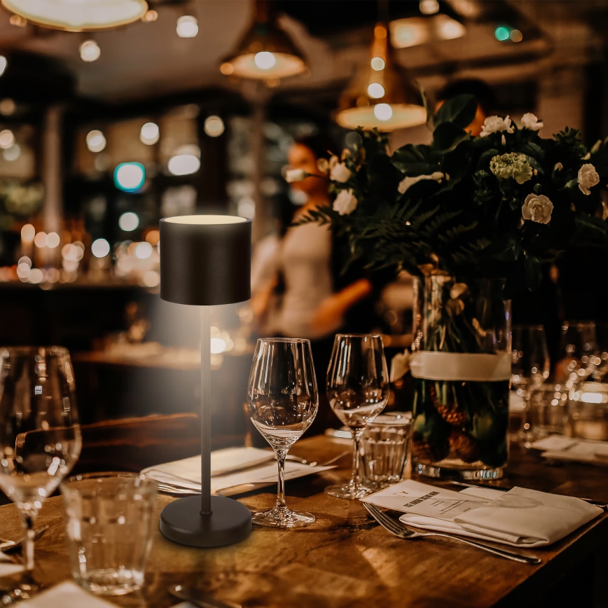 Briloner 7521015 - SIGO LED reguliuojamo ryškumo lauko įkraunama stalinė lempa, 2,5W/5V, IP44, 2600 mAh, juoda