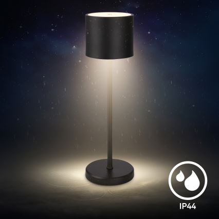 Briloner 7521015 - SIGO LED reguliuojamo ryškumo lauko įkraunama stalinė lempa, 2,5W/5V, IP44, 2600 mAh, juoda