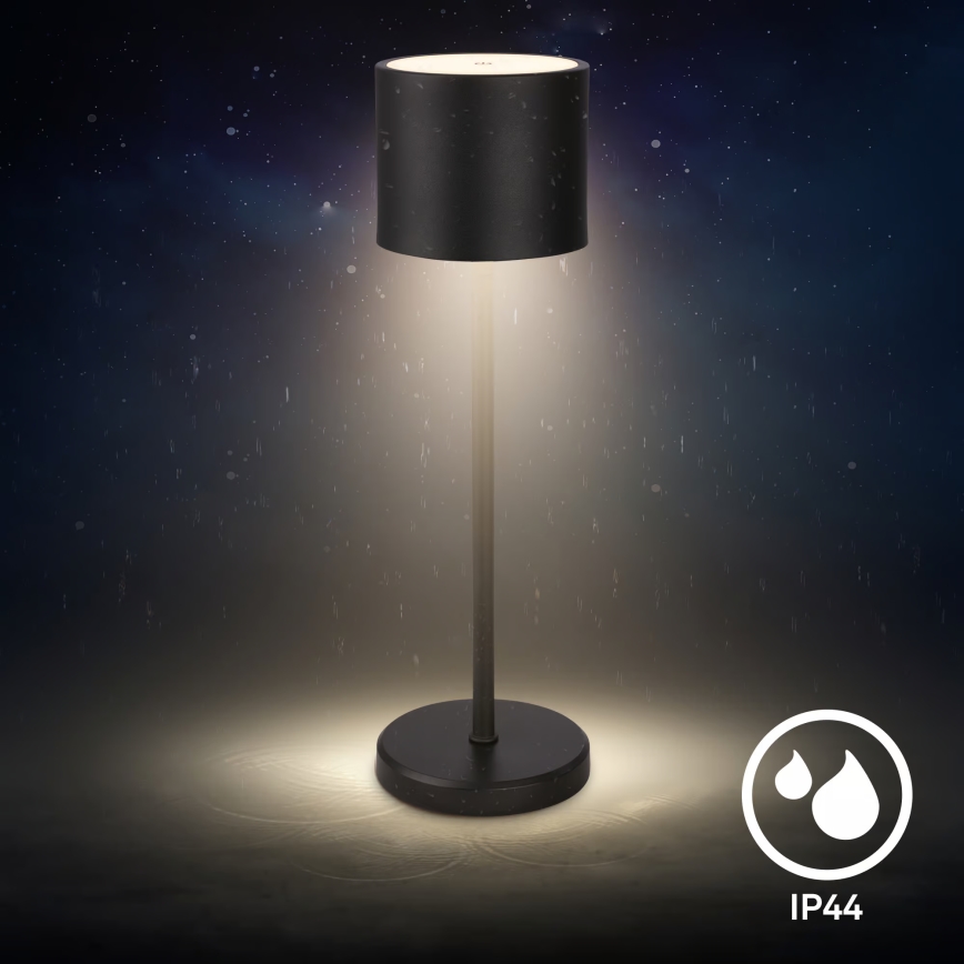 Briloner 7521015 - SIGO LED reguliuojamo ryškumo lauko įkraunama stalinė lempa, 2,5W/5V, IP44, 2600 mAh, juoda
