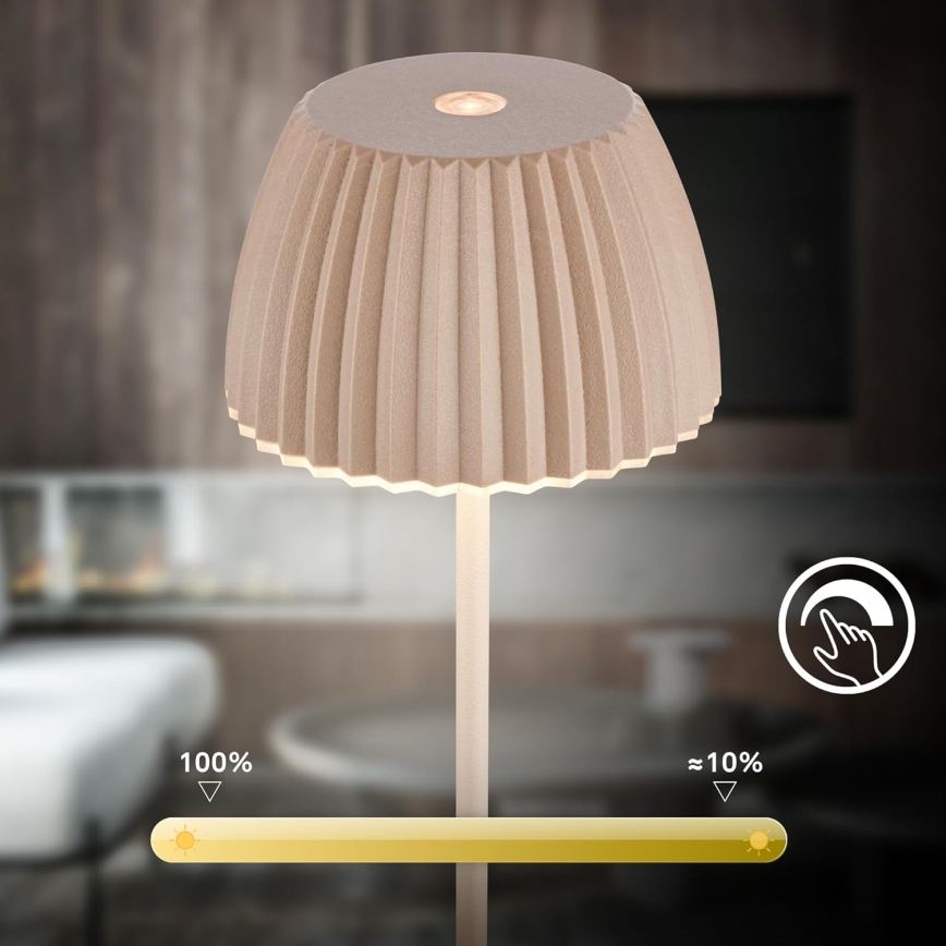 Briloner 7552-011 - dimeriuojama LED įkraunama jutiklinė lauko stalo lempa MINI LED/1,5W/5V IP44 1800 mAh smėlio spalvos