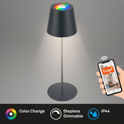 Briloner 7559015 - LED RGB dimeriuojama įkraunama lauko stalo lempa COLORIS LED/3,5W/5V IP44 2000 mAh antracitas Wi-Fi Tuya