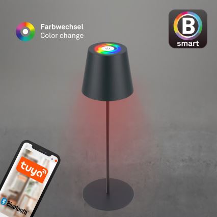 Briloner 7559015 - LED RGB dimeriuojama įkraunama lauko stalo lempa COLORIS LED/3,5W/5V IP44 2000 mAh antracitas Wi-Fi Tuya