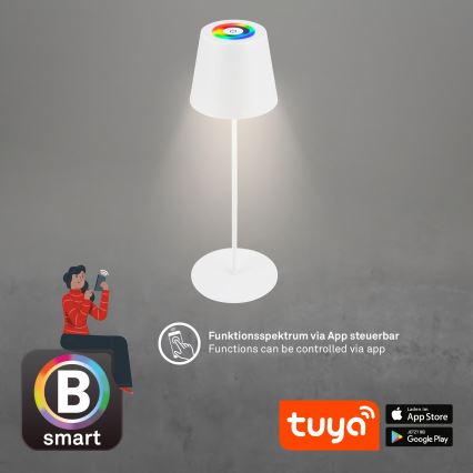 Briloner 7559016 - reguliuojama LED RGB įkraunama lauko stalinė lempa COLORIS LED/3,5W/5V IP44 2000 mAh Wi-Fi Tuya