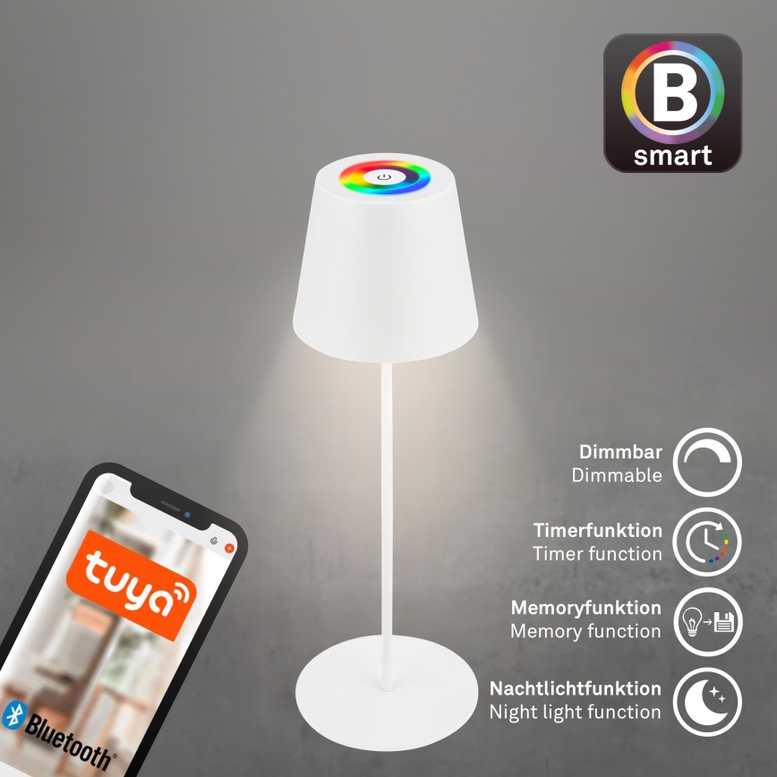 Briloner 7559016 - reguliuojama LED RGB įkraunama lauko stalinė lempa COLORIS LED/3,5W/5V IP44 2000 mAh Wi-Fi Tuya